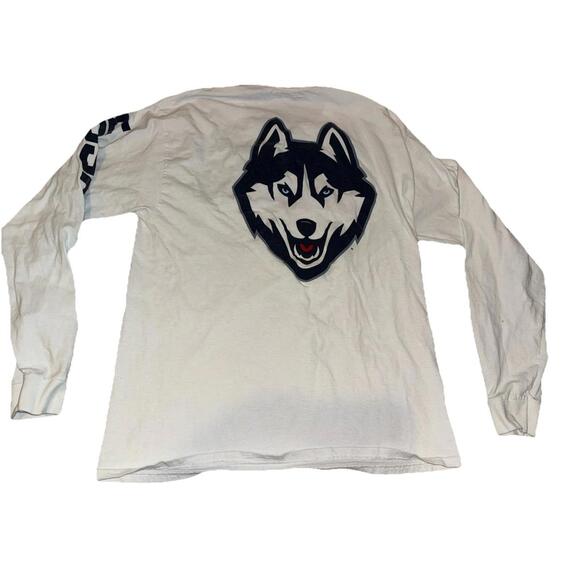 UCONN Huskies Champion White Long Sleeve Shirt Size Large? Logo Sellout Arm Y2K - Picture 5 of 7